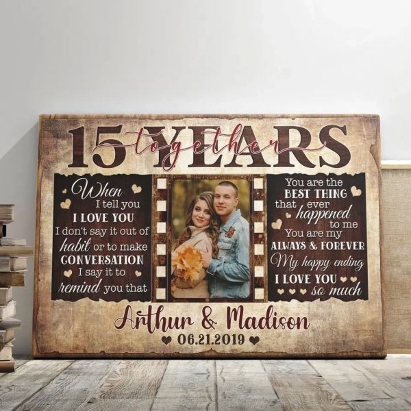 Personalized Canvas Prints, Custom Photos, Couple Gifts, Wedding Gifts, Unique 15 Years Anniversary Gift Dem Canvas - Image 6