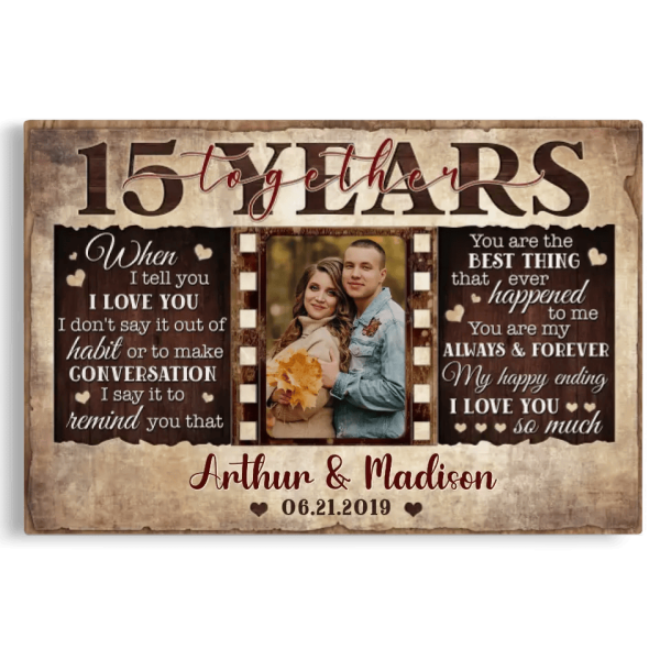 Personalized Canvas Prints, Custom Photos, Couple Gifts, Wedding Gifts, Unique 15 Years Anniversary Gift Dem Canvas - Image 5