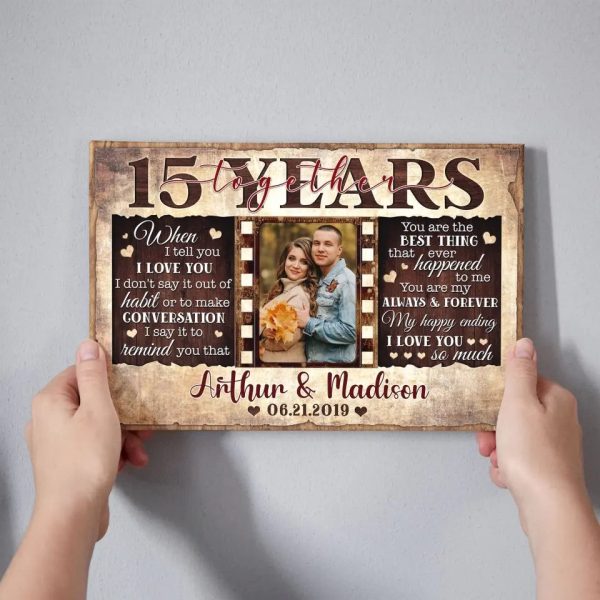 Personalized Canvas Prints, Custom Photos, Couple Gifts, Wedding Gifts, Unique 15 Years Anniversary Gift Dem Canvas - Image 7