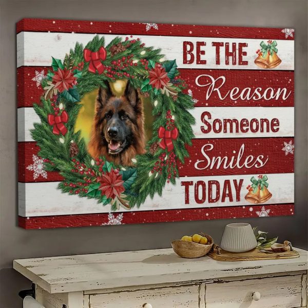 Personalized Photo Canvas Prints, Custom Photo, Christmas Wreath, Golden Bell, Be The Reason Someone Smiles Today Dem Canvas - Image 2