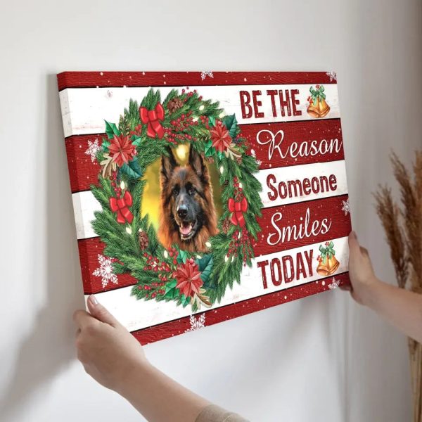 Personalized Photo Canvas Prints, Custom Photo, Christmas Wreath, Golden Bell, Be The Reason Someone Smiles Today Dem Canvas - Image 3