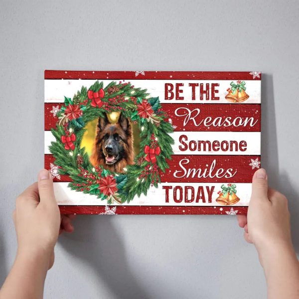 Personalized Photo Canvas Prints, Custom Photo, Christmas Wreath, Golden Bell, Be The Reason Someone Smiles Today Dem Canvas - Image 4