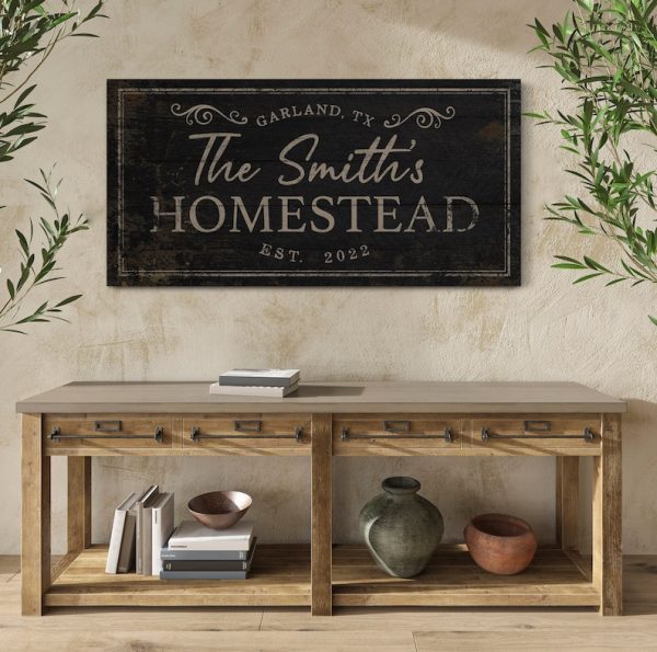 Personalized Homestead Sign Family Name Wall Art Rustic Vintage Farmho