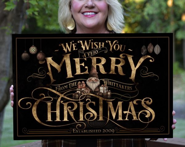 here Canvas Personalized Very Merry Christmas Sign | Farmhouse Merry Christmas Sign | Vintage Christmas Sign | Large Metal Sign | Large Canvas Sign - Image 2