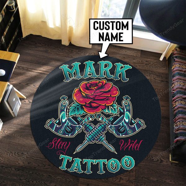 Personalized Tattoo Studio Round Mat Round Floor Mat Room Rugs Carpet Outdoor Rug Washable Rugs - Image 2