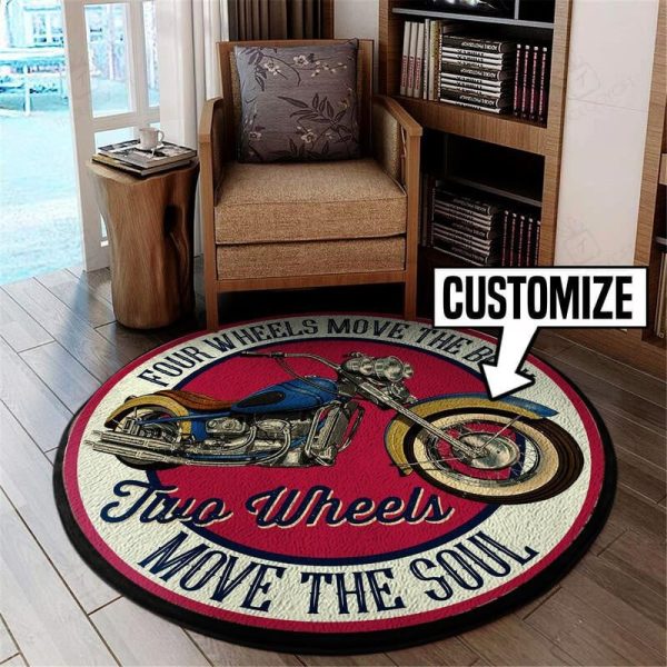 Personalized Four Wheels Move The Body Round Floor Mat Room Rugs Carpet Two Wheels Move The Soul Round Mat Round Floor Mat Room Rugs Carpet Outdoor Rug Washable Rugs