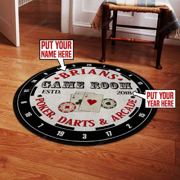 Personalized Poker Dart Room Game Room Round Mat Round Floor Mat Room Rugs Carpet Outdoor Rug Washable Rugs - Image 2