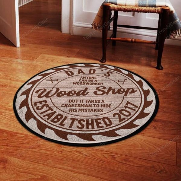 Personalized Woodshop Round Mat Round Floor Mat Room Rugs Carpet Outdoor Rug Washable Rugs - Image 2