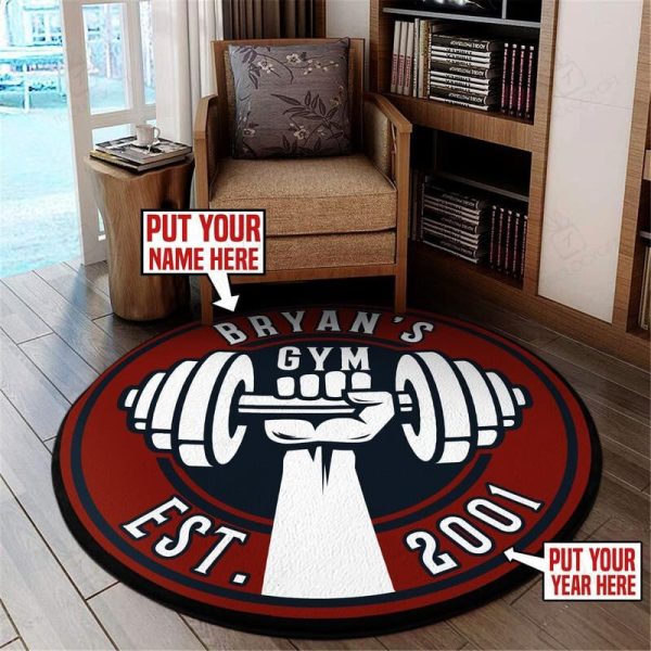 Personalized Gym Round Mat Round Floor Mat Room Rugs Carpet Outdoor Rug Washable Rugs