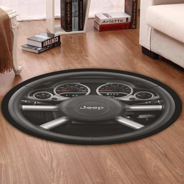 Jeep Round Mat Jeep Round Floor Mat Room Rugs Carpet Outdoor Rug Washable Rugs - Image 2