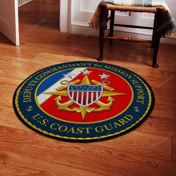 United States Coast Guard Round Mat Round Floor Mat Room Rugs Carpet Outdoor Rug Washable Rugs - Image 2