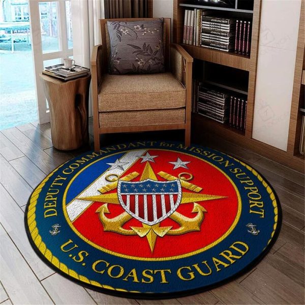 United States Coast Guard Round Mat Round Floor Mat Room Rugs Carpet Outdoor Rug Washable Rugs